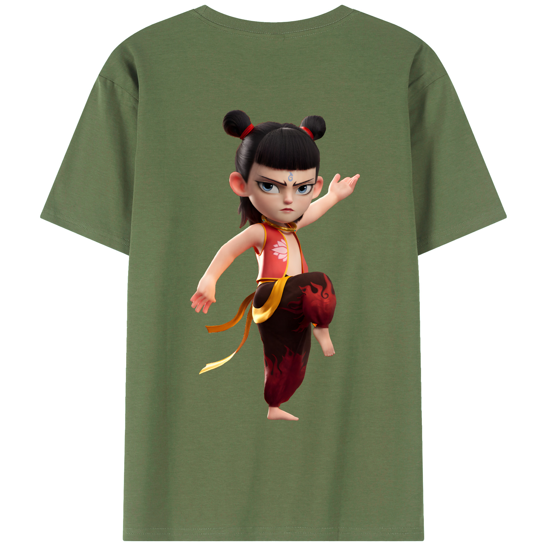 （画像用） Ne Zha 2 ナタ 魔童の大暴れ 綿100％ メンズ半袖Tシャツ（バックプリント） 通気性